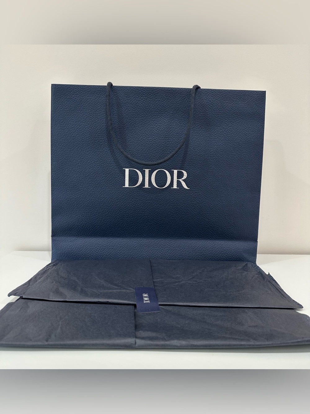 Dior Blue Shopping Paper Bag & Tissue Paper| Size 16x4x13.5 inches